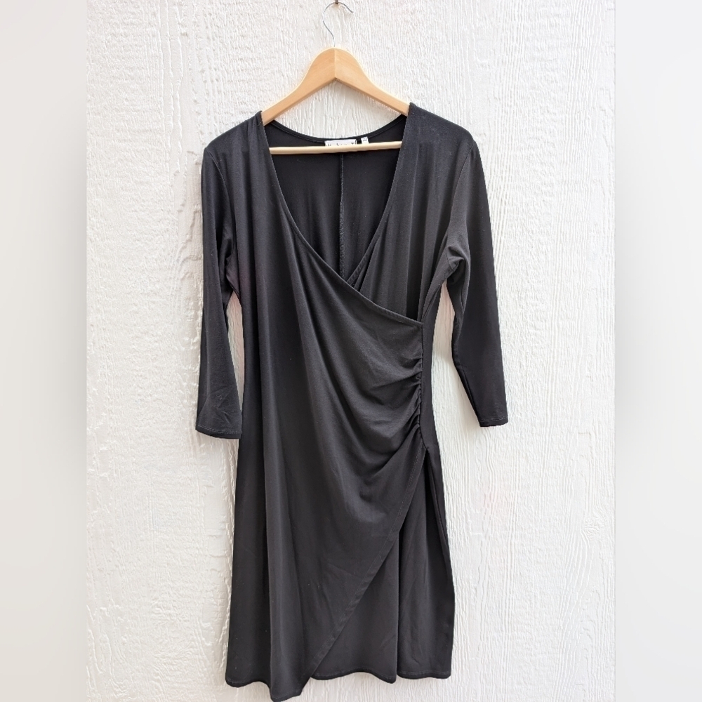 Habitat Black Long Sleeve Crossover Dress Women's Small Classiccore Office
